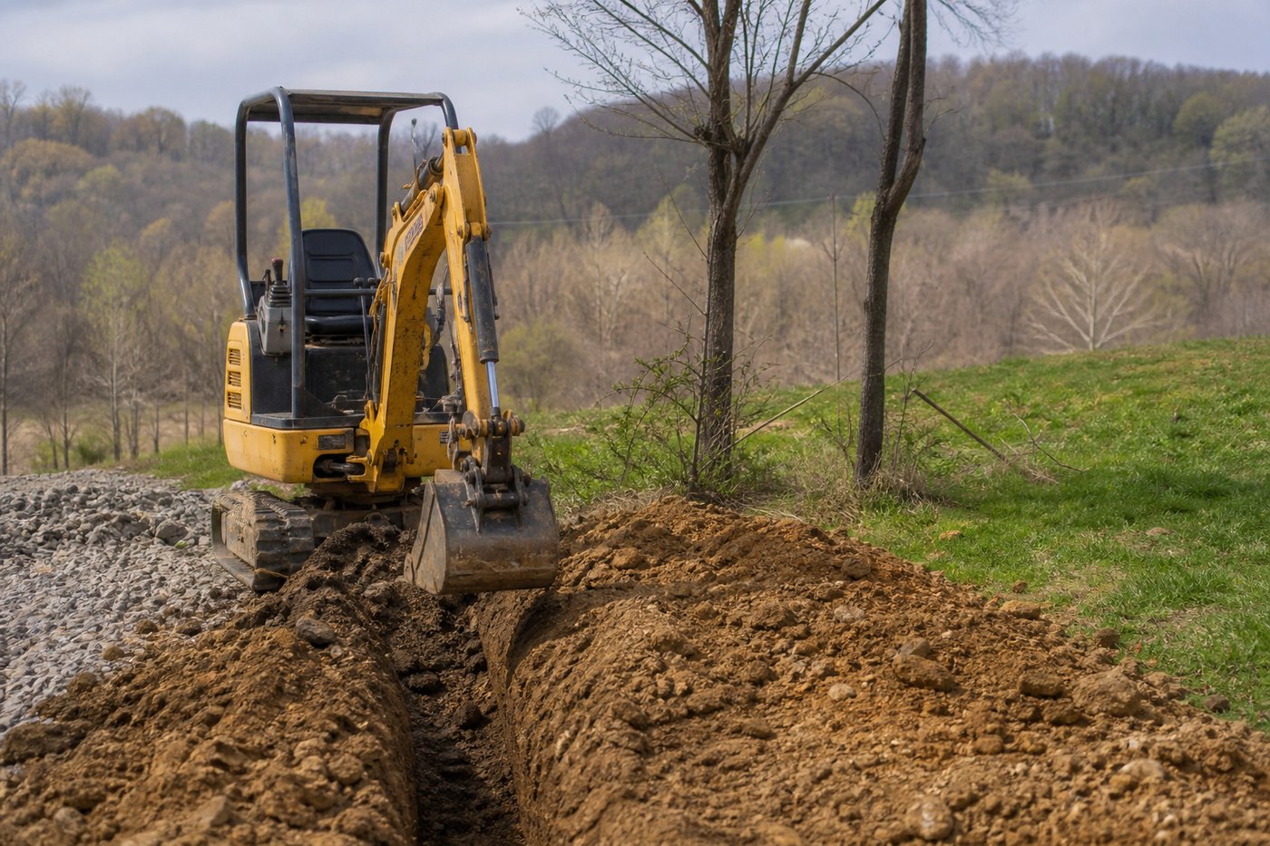 Mini excavating and trenching by Hoskins Digging LLC, Excavating contractor Bledsoe, KY Mini excavating and trenching by Hoskins Digging LLC, Excavating contractor Bledsoe, KY
